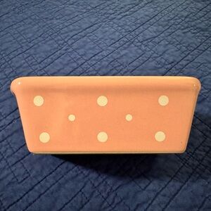 Temptations Pink Polka Dot Ceramic Loaf Pan